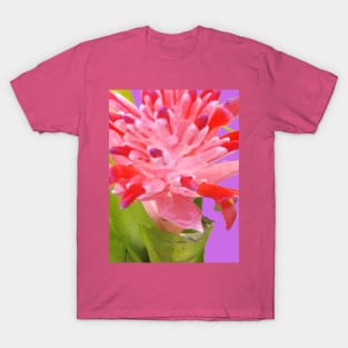 Colorful Tropical Bromeliad Flower in Pink, Purple, Lavender and Green T-Shirt